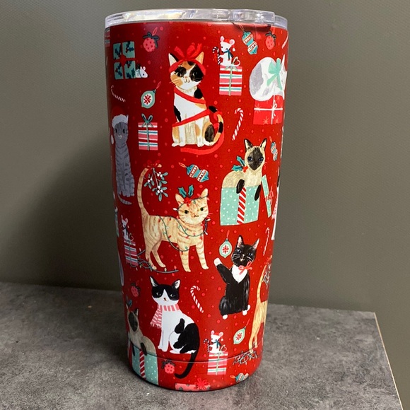 New Clementine Paper Inc. Cats Christmas Theme Stainless Travel Mug. Never used - Picture 1 of 8